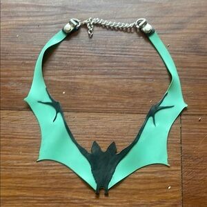 Latex teal bat necklace